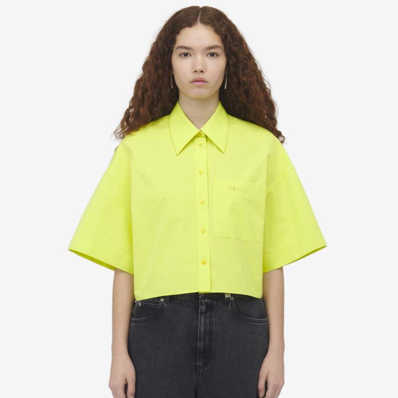 Alexander McQueen Women's White Cropped Boxy Utility Shirt​ - 46 (Cotton)